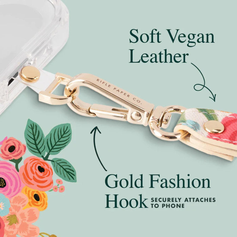 „Rifle Paper“ telefono riešo dirželis – universalus telefono dirželis („Garden Party Blush“)