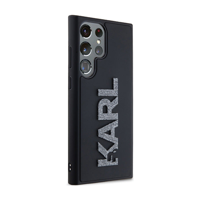 Karl Lagerfeld 3D Rubber Glitter Logo – Samsung Galaxy S23 Ultra dėklas (juodas)