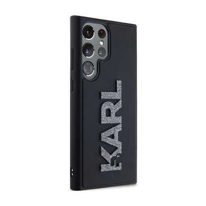 Karl Lagerfeld 3D Rubber Glitter Logo – Samsung Galaxy S23 Ultra dėklas (juodas)