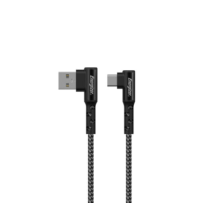 Energizer Ultimate - USB-A į USB-C žaidimų laidas 90°, 2m (Juodas)