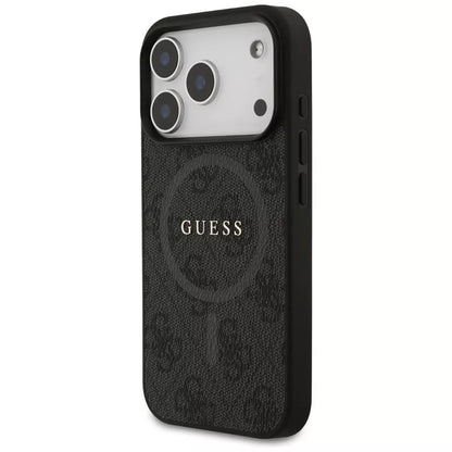 Guess 4G Ring Classic Logo MagSafe dėklas iPhone 17 Pro (juodas)
