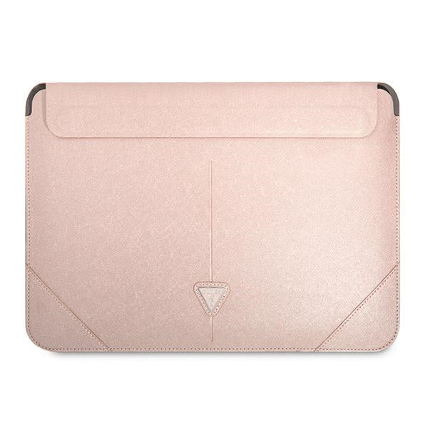 Guess Saffiano Triangle Logo dėklas – 16" nešiojamojo kompiuterio dėklas (rožinis)