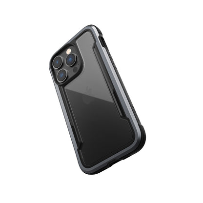X-Doria Raptic Shield – aliuminio dėklas, skirtas „iPhone 14 Pro“ (atsparus smūgiams iki 3 m) (juodas)