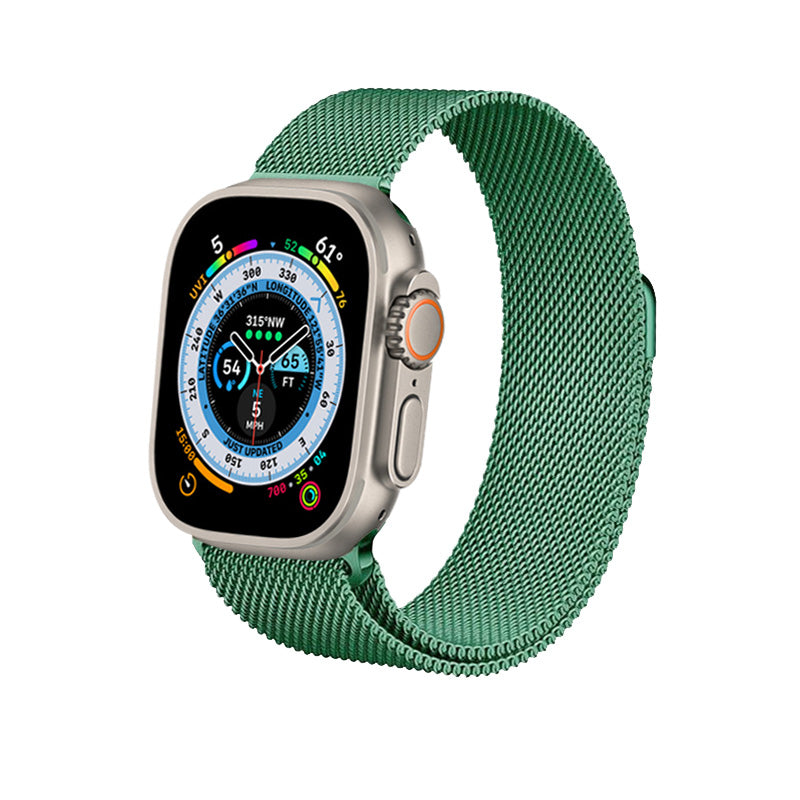 Crong Milano Steel – nerūdijančio plieno apyrankė, skirta „Apple Watch“ 44/45/46/49 mm (žalia)