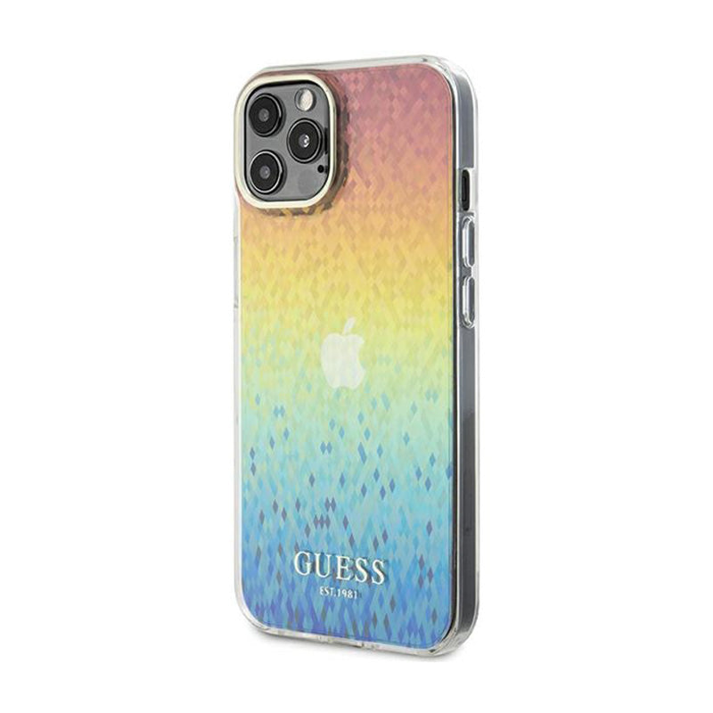 Guess IML Faceted Mirror Disco Iridescent – dėklas iPhone 12 / iPhone 12 Pro (vaivorykštės)