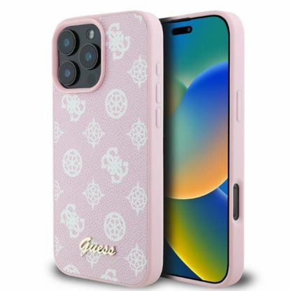 Guess Peony Script MagSafe – Dėklas iPhone 16 Pro Max (rožinis)