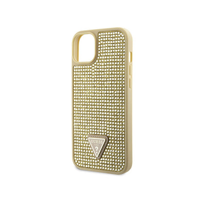 Guess Rhinestone Triangle – „iPhone 14“ dėklas (auksinis)