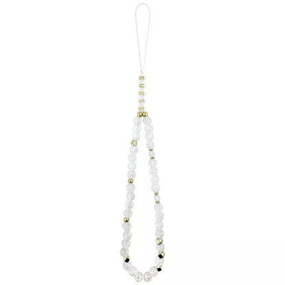 Guess IML Gėlės Elektrinis Perlų Dirželis MagSafe dėklas iPhone 17 (baltas)