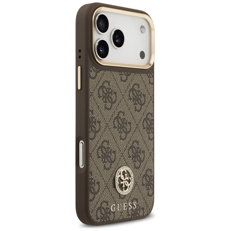 Guess 4G Strass Logo MagSafe - Dėklas iPhone 17 Pro Max (Ruda)