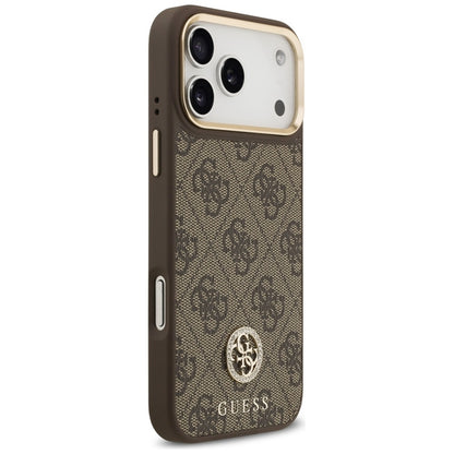 Guess 4G Strass Logo MagSafe - Dėklas iPhone 17 Pro Max (Ruda)