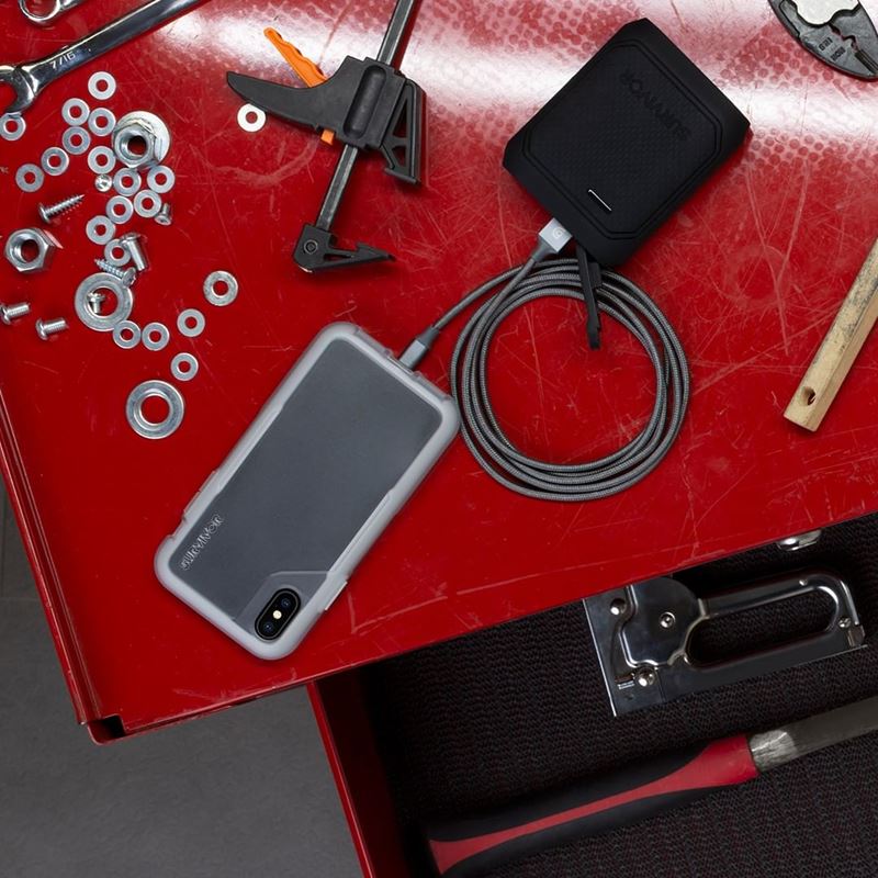 Griffin Survivor Endurance – dėklas, skirtas „iPhone Xs Max“ (skaidrus / pilkas)