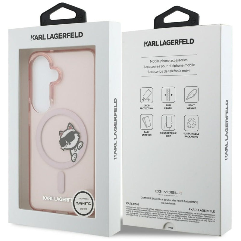 Karl Lagerfeld IML Peekaboo Choupette MagSafe - Samsung Galaxy S26 dėklas (Rožinis)
