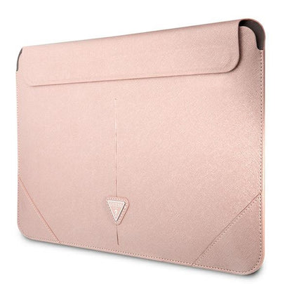 Guess Saffiano Triangle Logo dėklas – 16" nešiojamojo kompiuterio dėklas (rožinis)