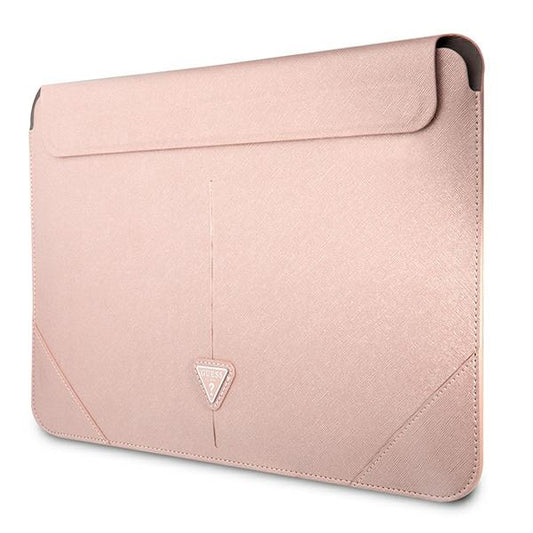 Guess Saffiano Triangle Logo dėklas – 16" nešiojamojo kompiuterio dėklas (rožinis)
