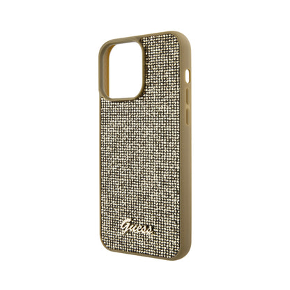 Guess Disco Metal Script – dėklas, skirtas iPhone 15 Pro Max (auksinis)