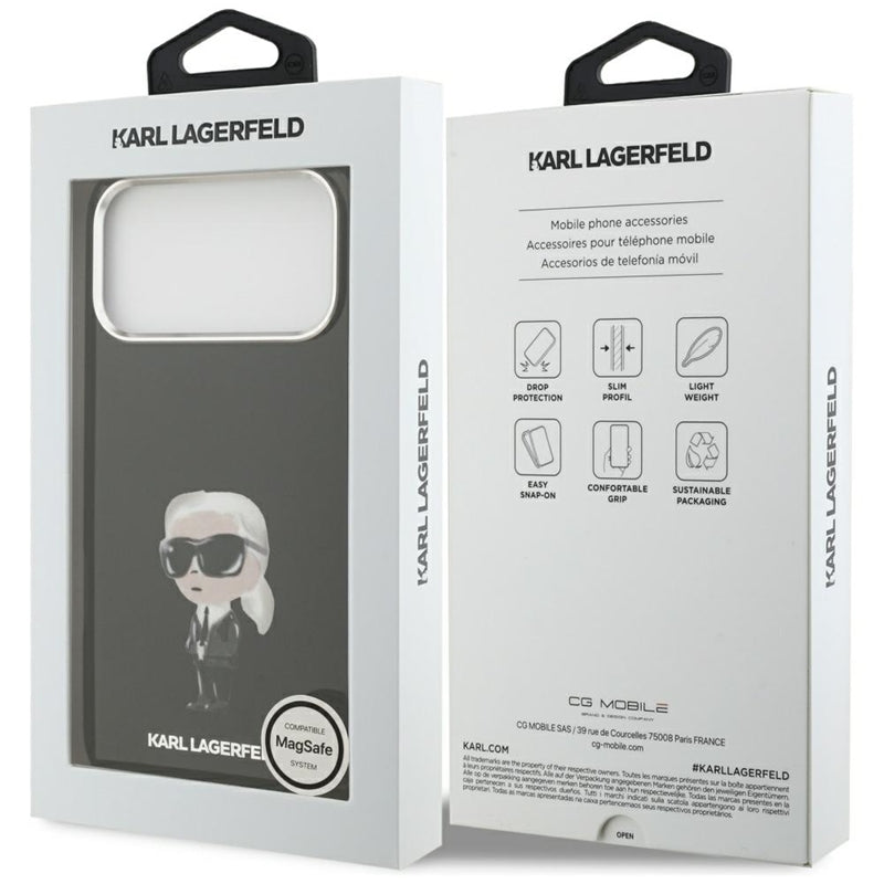Karl Lagerfeld IML Aquarelle Karl & Logo MagSafe - dėklas iPhone 17 Pro Max (juodas)