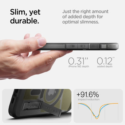 Spigen Tough Armor Mag MagSafe – Dėklas, skirtas iPhone 16e (šerkšno juoda)