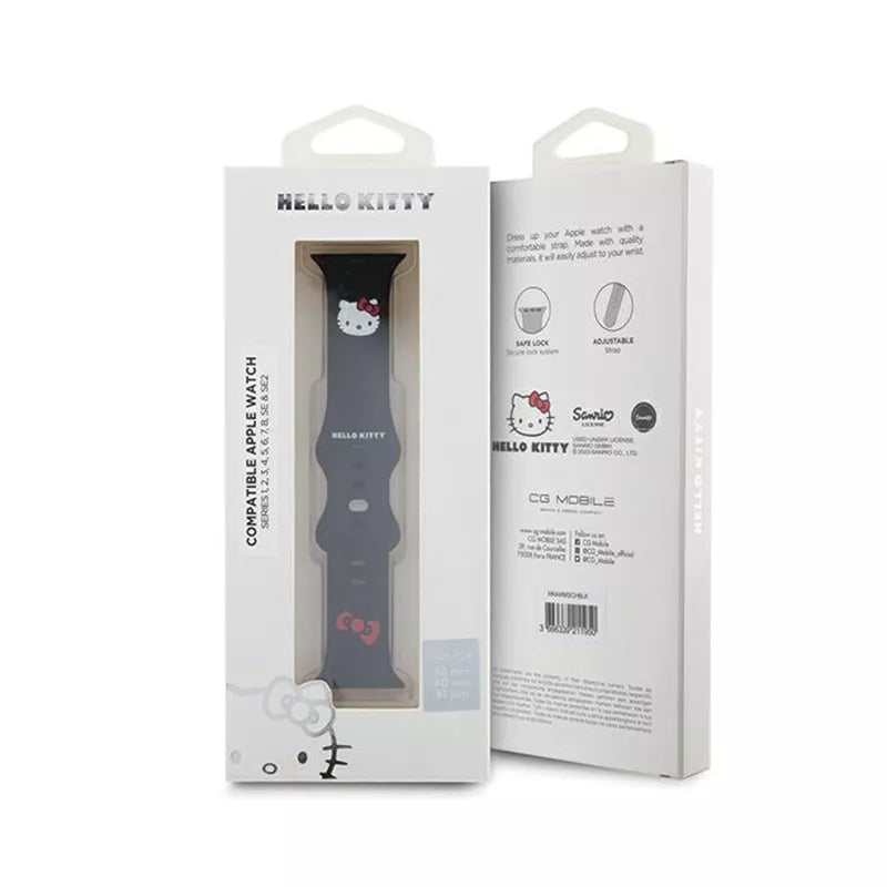 Hello Kitty silikoninis Kitty Head – dirželis Apple Watch 38/40/41 mm (juodas)