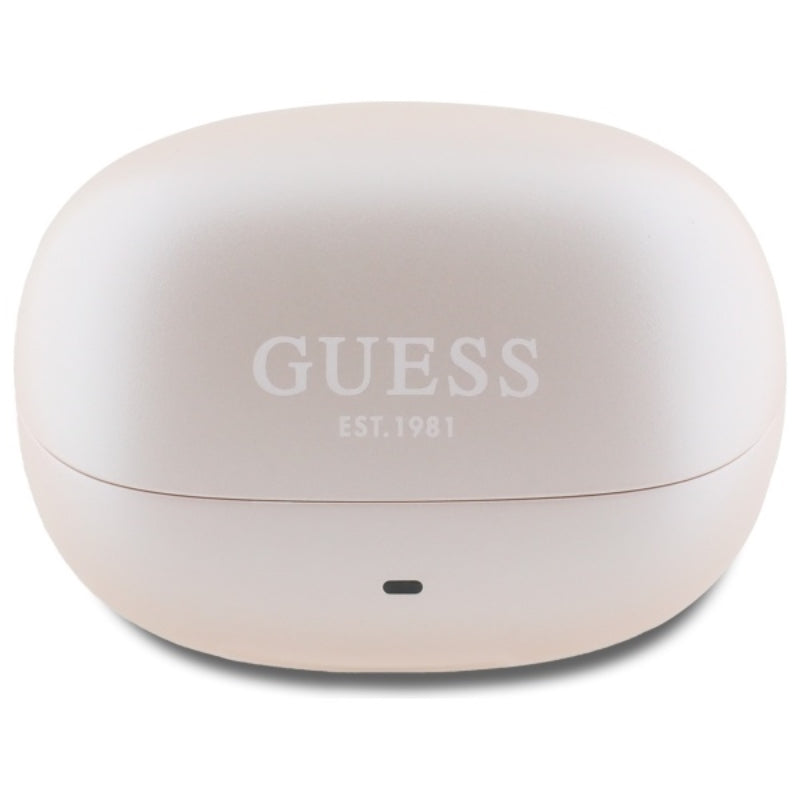 Guess Capsule su spausdintu logotipu - Bluetooth TWS ANC & ENC ausinės su įkrovimo dėklu (rožinės)