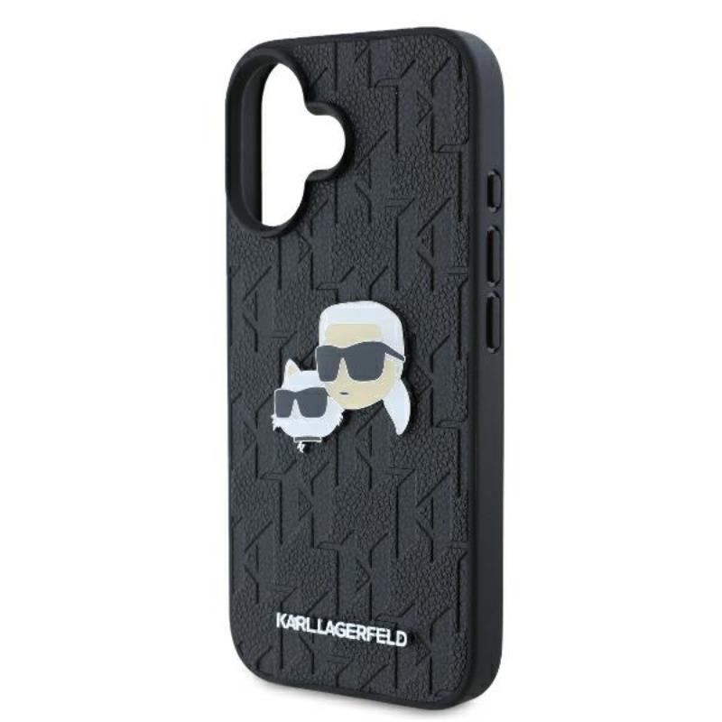 Karl Lagerfeld Monogram Karl & Choupette Head Pin - Dėklas skirtas iPhone 16 (juodas)