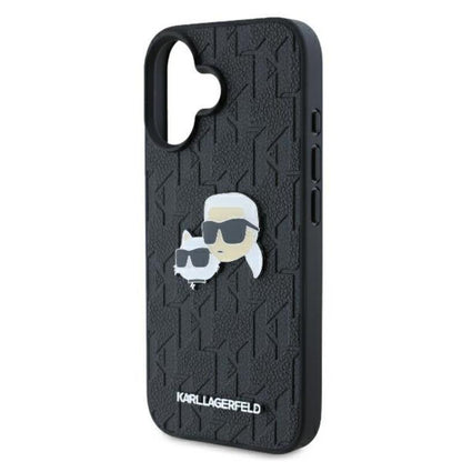 Karl Lagerfeld Monogram Karl & Choupette Head Pin - Dėklas skirtas iPhone 16 (juodas)