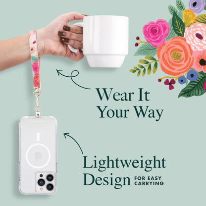 „Rifle Paper“ telefono riešo dirželis – universalus telefono dirželis („Garden Party Blush“)