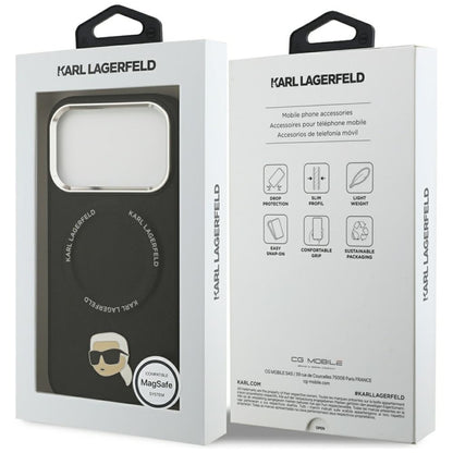 Karl Lagerfeld Karl Pin MagSafe - dėklas iPhone 17 Pro Max (juodas)
