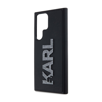 Karl Lagerfeld 3D Rubber Glitter Logo – Samsung Galaxy S23 Ultra dėklas (juodas)