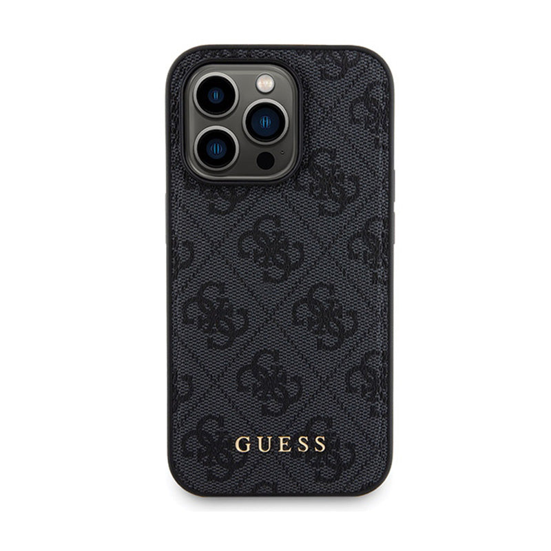 Guess Bundle Pack MagSafe 4G Metal Gold Logo - dėklo komplektas + Power Bank 5000mAh MagSafe iPhone 14 Pro Max (juodas)