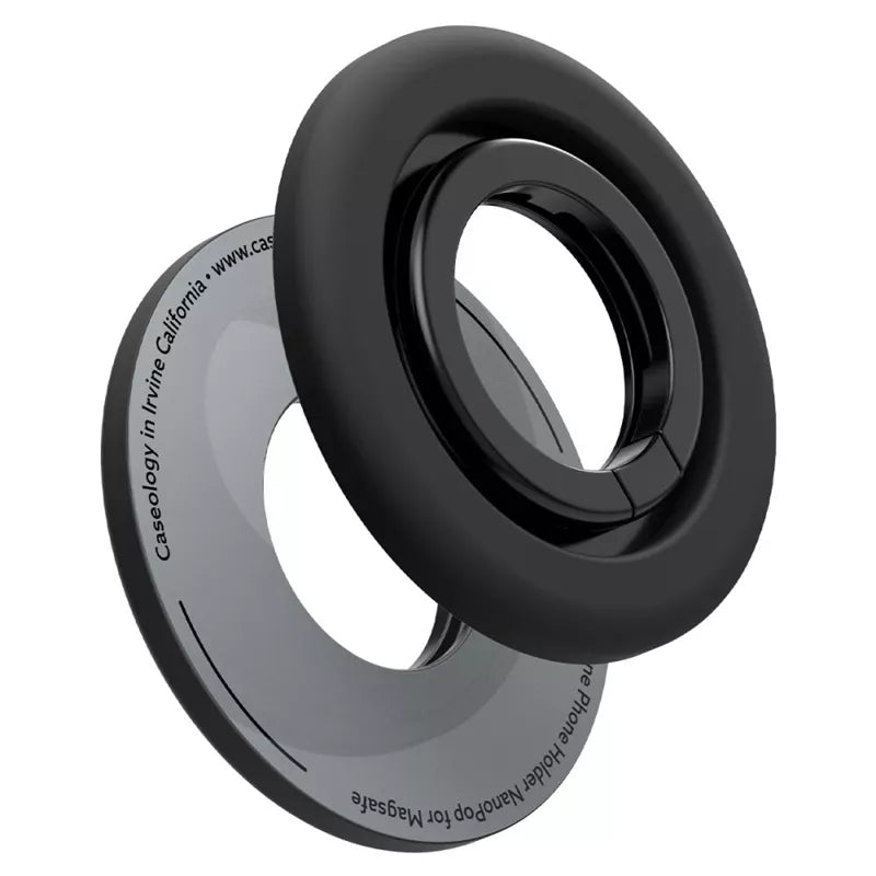 Spigen Nano Pop MagSafe telefono žiedas - piršto laikiklis su stovo funkcija (juoda sezamo)