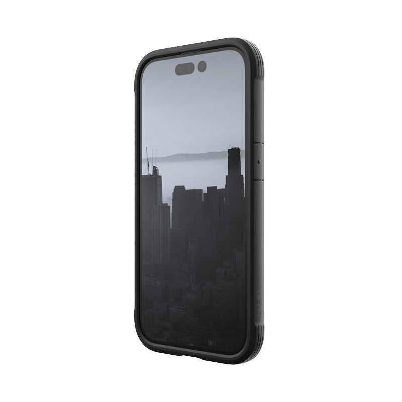 X-Doria Raptic Shield – aliuminio dėklas, skirtas „iPhone 14 Pro“ (atsparus smūgiams iki 3 m) (juodas)