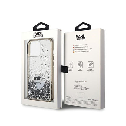 Karl Lagerfeld Liquid Glitter Choupette – „iPhone 13 Pro Max“ dėklas (skaidrus)