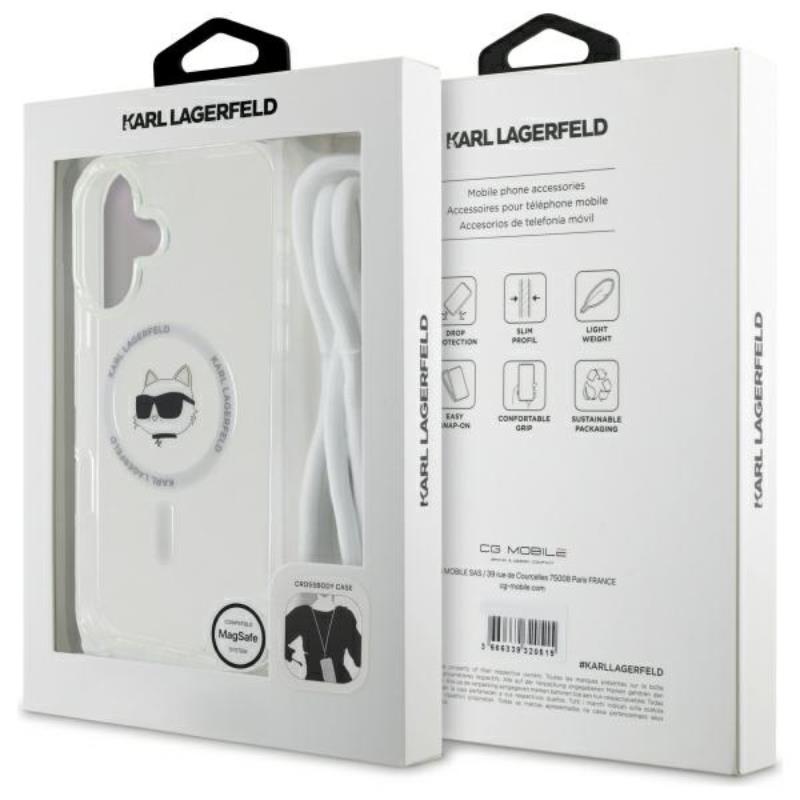 Karl Lagerfeld IML Choupette Head & Cord MagSafe – Dėklas iPhone 16 (skaidrus)