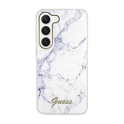 Guess Marble Collection - dėklas, skirtas Samsung Galaxy S23 (baltas)