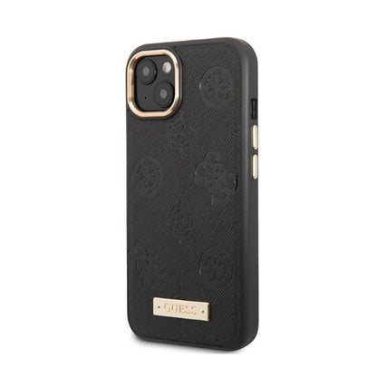 Guess Peony Logo Plate MagSafe – dėklas iPhone 13 (juodas)