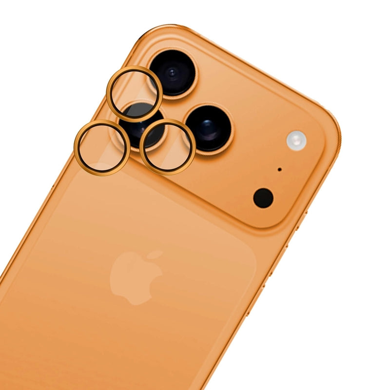 3mk HARDY Pro objektyvo apsauga – Kameros objektyvo stiklas, skirtas iPhone 17 Pro / iPhone 17 Pro Max (Oranžinė)
