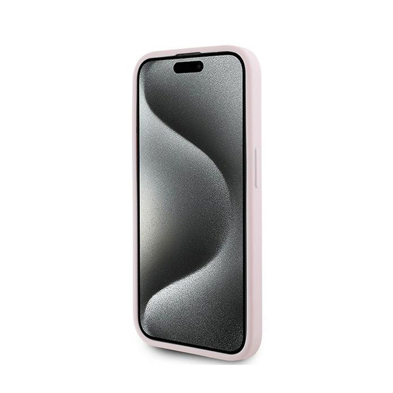 Karl Lagerfeld Diagonaliai Dygsniuotas Užrašas - Dėklas skirtas iPhone 15 Pro Max (Rožinis)