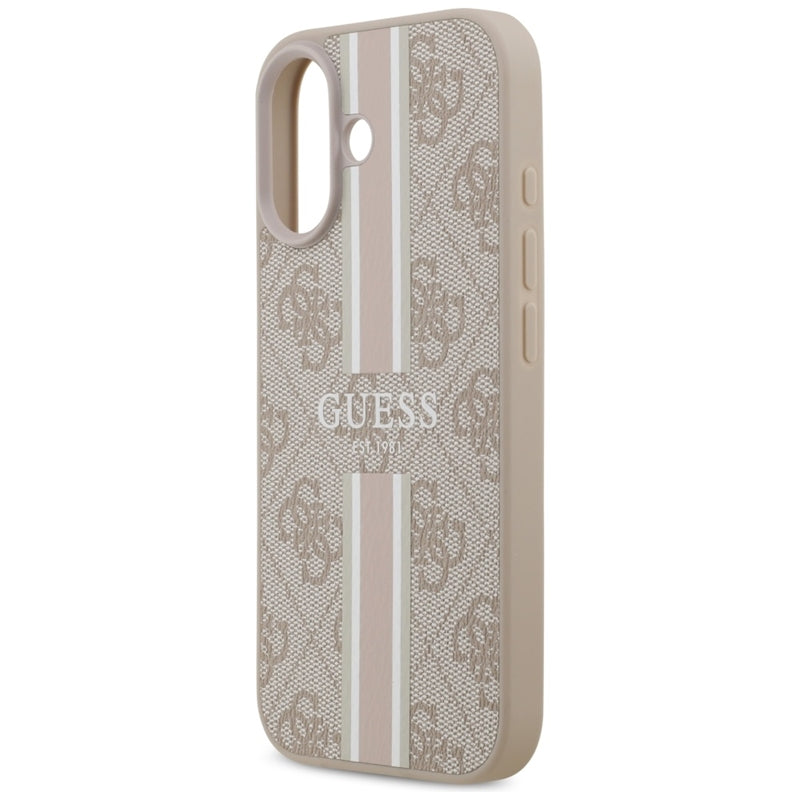 Guess 4G Spausdintų Dryžių MagSafe Apsauginis dėklas iPhone 17 (rožinis)