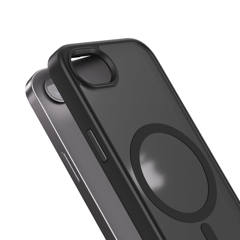 Crong Hybrid Frost MAG dėklas - iPhone 17e / 16e MagSafe dėklas (juodas)