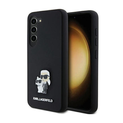 Karl Lagerfeld silikonas Karl & Choupette Metal Pin - dėklas, skirtas Samsung Galaxy S24 (juodas)