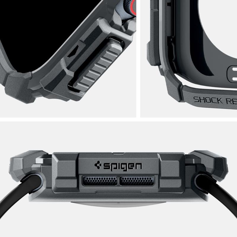 Spigen Rugged Armor - dėklas, skirtas Apple Watch 10 46 mm (tamsiai pilka)