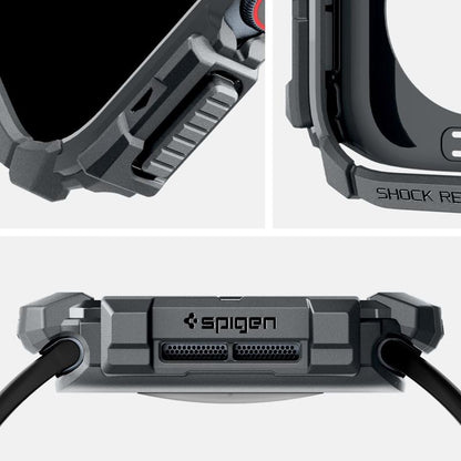 Spigen Rugged Armor - dėklas, skirtas Apple Watch 10 46 mm (tamsiai pilka)