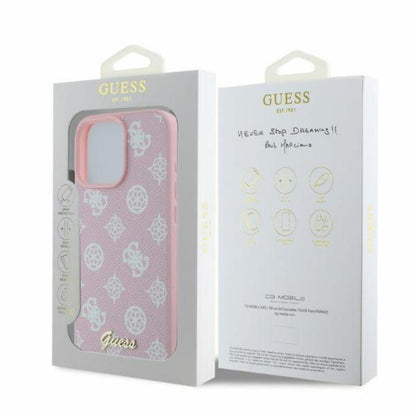 Guess Peony Script MagSafe – Dėklas iPhone 16 Pro Max (rožinis)