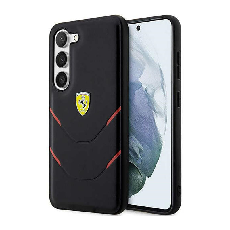 Ferrari Hot Stamp Lines – dėklas Samsung Galaxy S23 (juodas)
