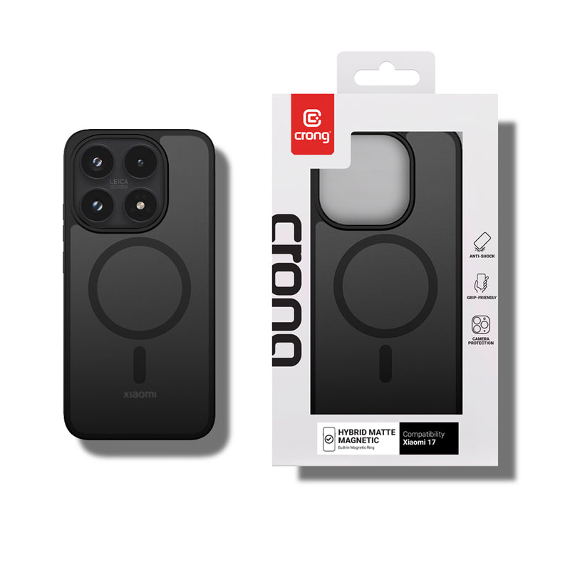 Crong Hybrid Matte Magnetic - Xiaomi 17 MagSafe dėklas (juodas)