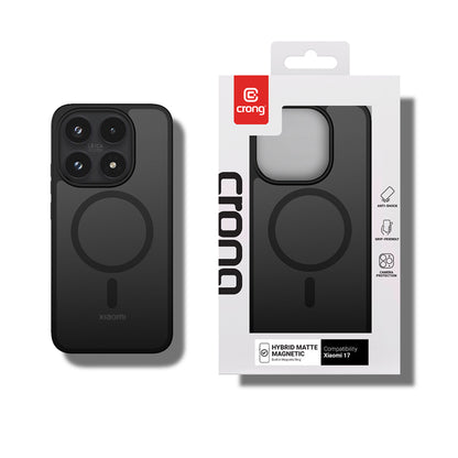 Crong Hybrid Matte Magnetic - Xiaomi 17 MagSafe dėklas (juodas)