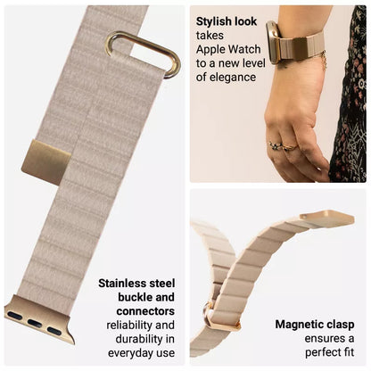 Crong Eclipse – odinė magnetinė apyrankė, skirta Apple Watch 38/40/41/42 mm (smėlio spalvos)