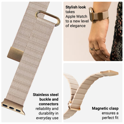 Crong Eclipse – Magnetinė odinė juosta Apple Watch 38/40/41/42mm (Smėlio spalvos)