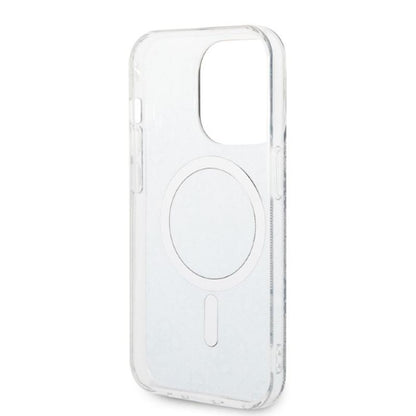 Guess Bundle Pack MagSafe 4G - dėklo rinkinys, skirtas iPhone 14 Pro Max + MagSafe įkroviklis (mėlyna/auksinė)