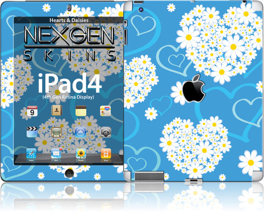 Nexgen lipdukai su 3D efektu, skirti iPad 2/3/4 (Širdelės ir ramunės 3D)